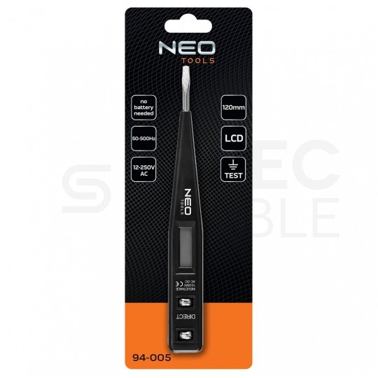 Próbnik cyfrowy detektor napięcia 12-250V neonówka 120mm NEO 94-005