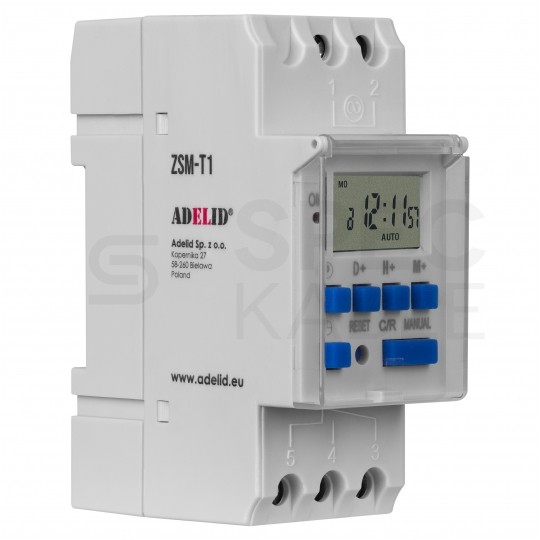 Programator czasowy tygodniowy na szynę TH-35 1P (230V AC), 1-modułowy ADELID