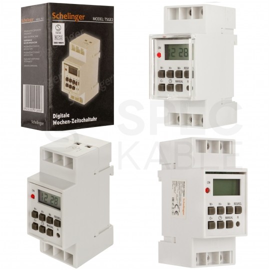 Programator czasowy wyłącznik cyfrowy TIMER na szynę TH35 SCHELINGER TSGE2