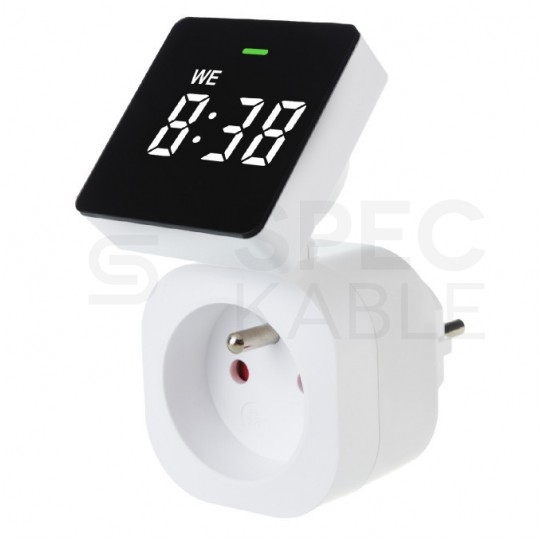 Programator czasowy wyłącznik cyfrowy TIMER z obracanym wyświetlaczem LCD do gniazda 230V GreenBlue GB610 E