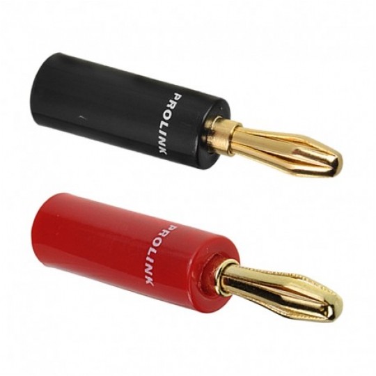 PROLINK Premium TBC-054 Wtyki głośnikowe typu BANAN skręcane proste pozłacane 2szt. czarny + czerwony