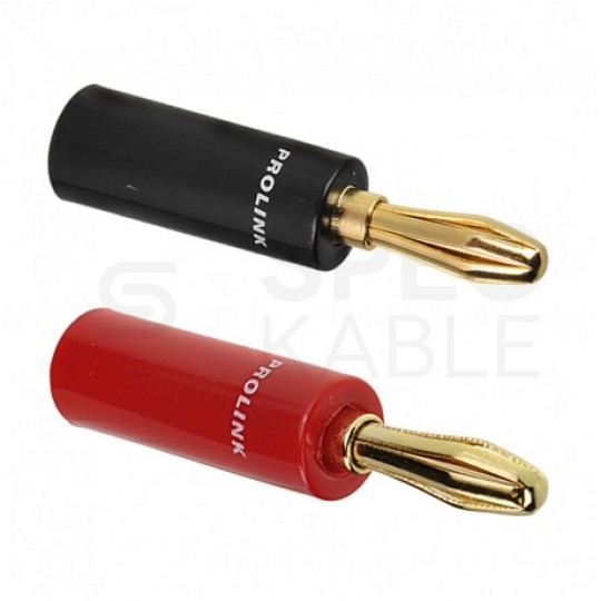 PROLINK Premium TBC-054 Wtyki głośnikowe typu BANAN skręcane proste pozłacane 2szt. czarny + czerwony