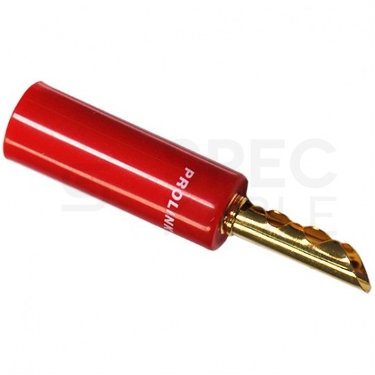 PROLINK Premium TBC-055 Wtyk głośnikowy typu BANAN skręcany półotwarty pozłacany czerwony