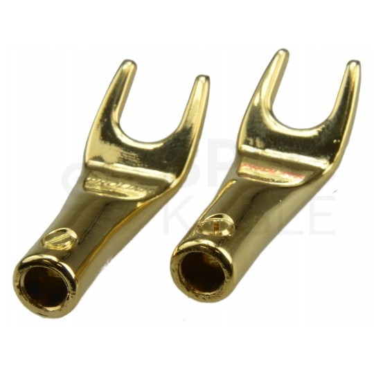 PROLINK Premium TSP-080 Wtyk głośnikowy typu WIDEŁKI skręcany pozłacany czarny