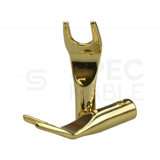 PROLINK Premium TSP-080 Wtyk głośnikowy typu WIDEŁKI skręcany pozłacany czerwony