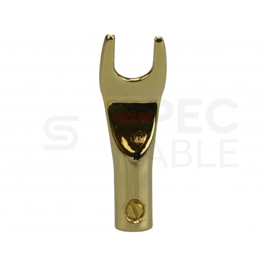 PROLINK Premium TSP-080 Wtyk głośnikowy typu WIDEŁKI skręcany pozłacany czerwony