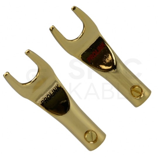 PROLINK Premium TSP-080 Wtyk głośnikowy typu WIDEŁKI skręcany pozłacany komplet 2 sztuk