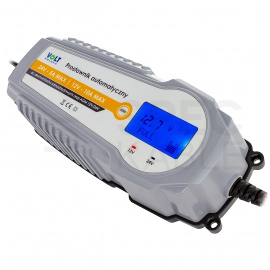 Prostownik automatyczny do akumulatorów 12V/24V 10A z wyświetlaczem LCD VOLT