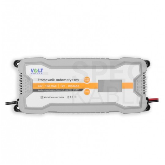 Prostownik automatyczny do akumulatorów 12V/24V 30A z wyświetlaczem LCD VOLT