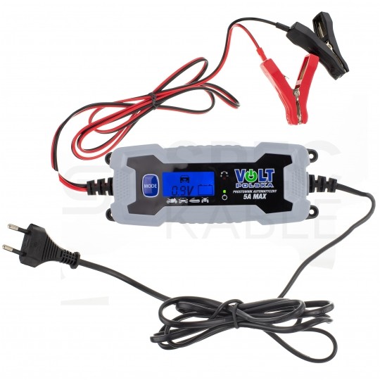 Prostownik automatyczny do akumulatorów 6V/12V 5A z wyświetlaczem LCD VOLT