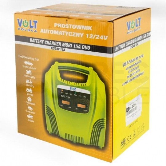 Prostownik automatyczny MOBI DUO do akumulatorów 12V/24V 15A z mikroprocesorem VOLT