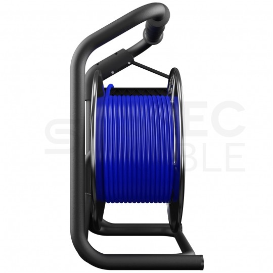 Przedłużacz budowlany zwijany na bębnie Rozgałęźnik Premium na 4 gniazda [2P+Z] 230V IP44 na niebieskim kablu PUR (H07BQ-F) 3x1,5mm2 20m Heavy KEL