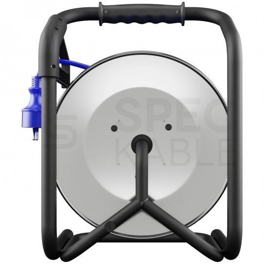 Przedłużacz budowlany zwijany na bębnie Rozgałęźnik Premium na 4 gniazda [2P+Z] 230V IP44 na niebieskim kablu PUR (H07BQ-F) 3x2,5mm2 20m Heavy KEL