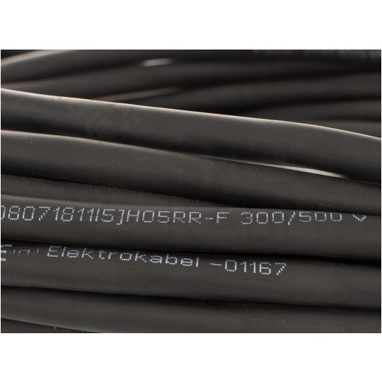 Przedłużacz elektryczny Kabel zasilający budowlany gumowy OW 3x2,5mm2 (wtyk / gniazdo z klapką) 16A IP44 czarny 40m