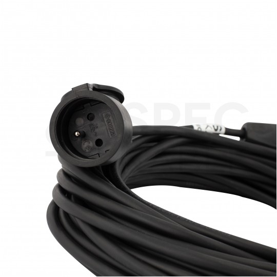 Przedłużacz elektryczny Kabel zasilający budowlany gumowy OW 3x2,5mm2 (wtyk / gniazdo z klapką) 16A IP44 czarny 40m