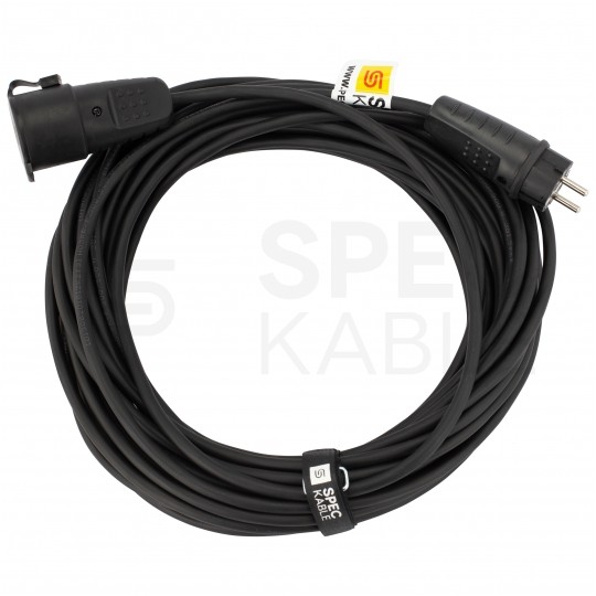 Przedłużacz elektryczny Kabel zasilający budowlany gumowy OW 3x2,5mm2 (wtyk / gniazdo z klapką) 16A IP44 czarny 40m