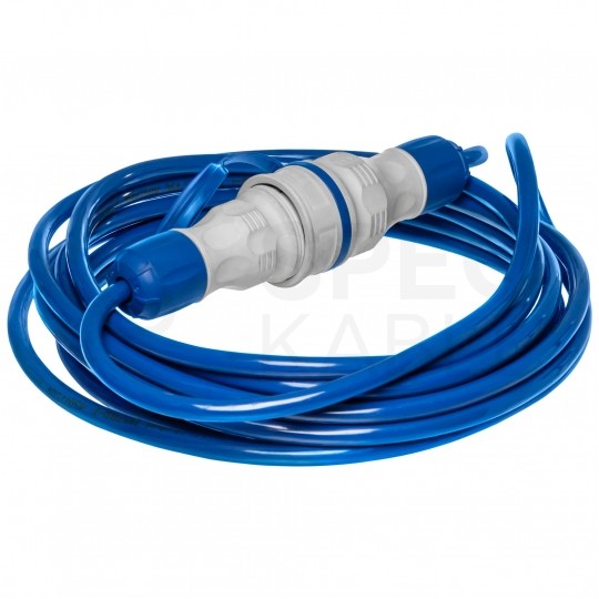 Przedłużacz elektryczny Kabel zasilający budowlany Premium poliuretanowy PUR (H07BQ-F) 3x1,5mm2 (wtyk / gniazdo z klapką) 16A IP54 niebieski 20m KEL