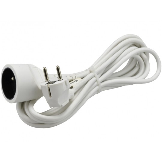 Przedłużacz elektryczny Kabel zasilający warsztatowy OWY 3x1,0mm2 (wtyk / gniazdo) 10A biały 3m