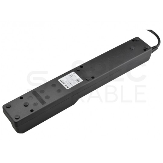 Przedłużacz elektryczny Listwa zasilająca antyprzepięciowa ACAR 504WF na 5 gniazd [2P+Z] z wyłącznikiem i filtrem przeciwzakłóceniowym czarna 1,5m