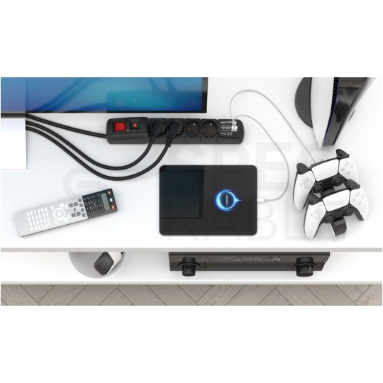 Przedłużacz elektryczny Listwa zasilająca antyprzepięciowa ACAR F4 na 4 gniazd [2P+Z] + ładowarka QC USB A+C z wyłącznikiem czarna 1,5m