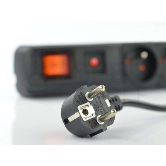 Przedłużacz elektryczny Listwa zasilająca antyprzepięciowa ACAR F5 na 5 gniazd [2P+Z] z wyłącznikiem czarna 3m