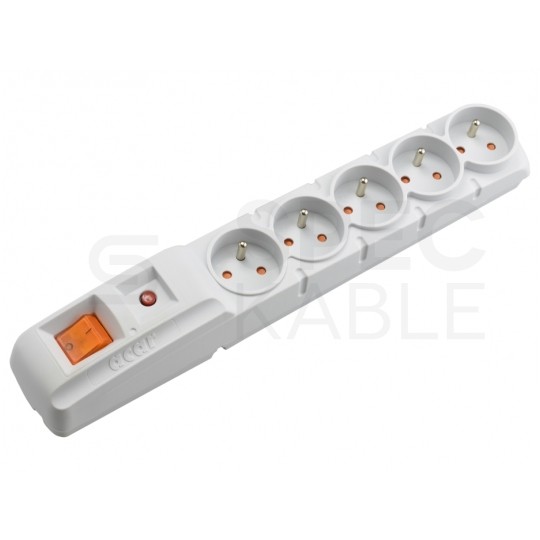 Przedłużacz elektryczny Listwa zasilająca antyprzepięciowa ACAR F5 na 5 gniazd [2P+Z] z wyłącznikiem szara 1,5m