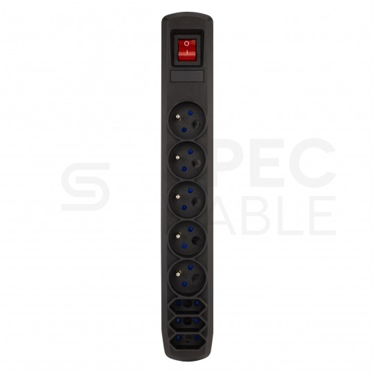 Przedłużacz elektryczny Listwa zasilająca antyprzepięciowa ARCON R8 na 5 gniazd [2P+Z] + 3 płaskie [2P] z wyłącznikiem czarna 3m