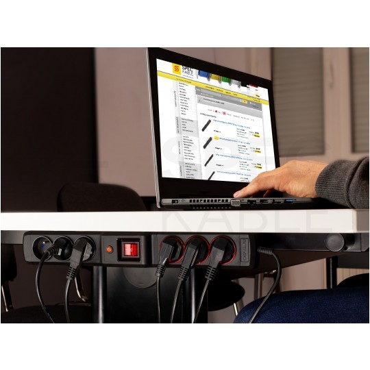 Przedłużacz elektryczny Listwa zasilająca antyprzepięciowa ARMAC R5 na 5 gniazd [2P+Z] z wyłącznikiem czarna 1,5m