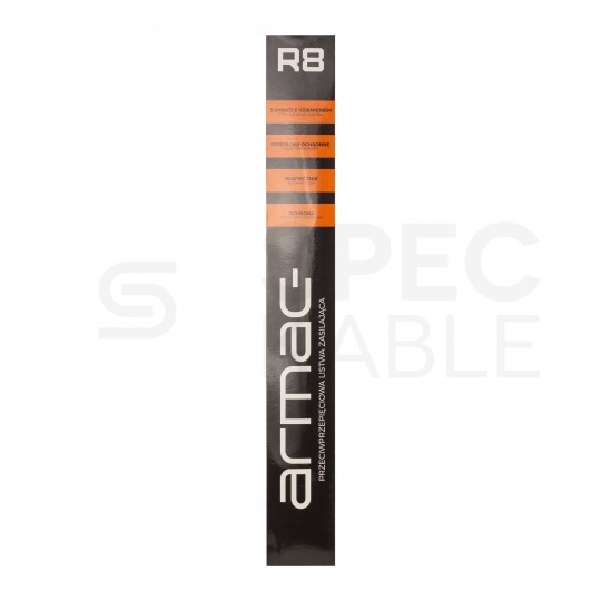 Przedłużacz elektryczny Listwa zasilająca antyprzepięciowa ARMAC R8 na 5 gniazd [2P+Z] + 3 płaskie [2P] z wyłącznikiem czarna 3m