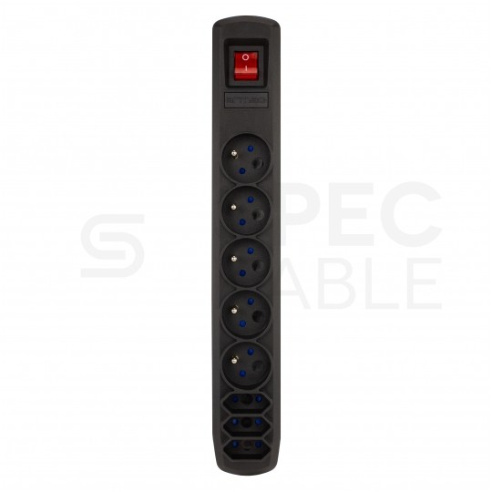 Przedłużacz elektryczny Listwa zasilająca antyprzepięciowa ARMAC R8 na 5 gniazd [2P+Z] + 3 płaskie [2P] z wyłącznikiem czarna 3m
