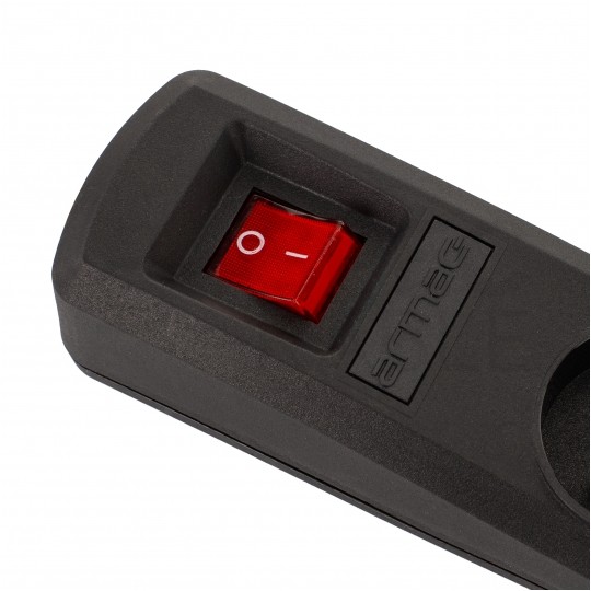 Przedłużacz elektryczny Listwa zasilająca antyprzepięciowa ARMAC R8 na 5 gniazd [2P+Z] + 3 płaskie [2P] z wyłącznikiem czarna 3m