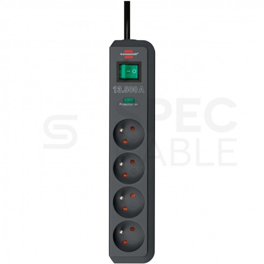 Przedłużacz elektryczny Listwa zasilająca antyprzepięciowa Eco-Line na 4 gniazda [2P+Z] z wyłącznikiem antracytowa 1,5m Brennenstuhl