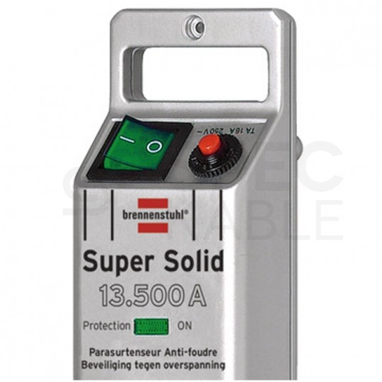 Przedłużacz elektryczny Listwa zasilająca antyprzepięciowa Super-Solid na 8 gniazd [2P+Z] z wyłącznikiem srebrna 2,5m Brennenstuhl