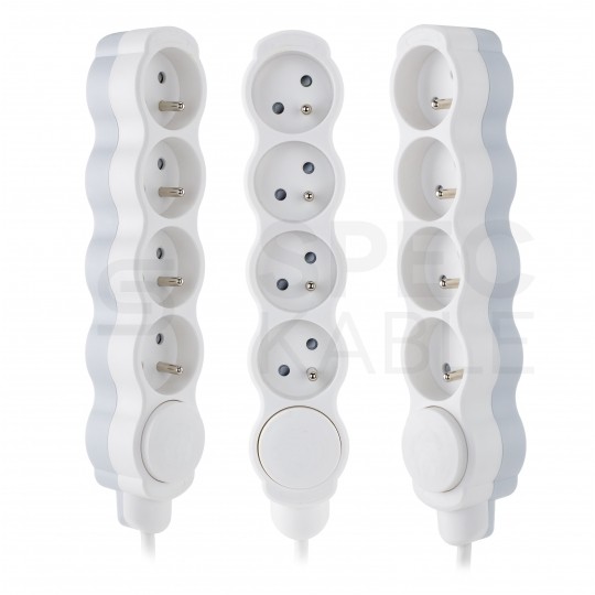 Przedłużacz elektryczny Listwa zasilająca HQ na 4 gniazda [2P+Z] z wyłącznikiem biało-szara 16A 1,5m BEMKO