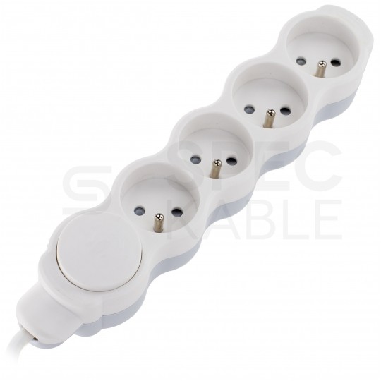 Przedłużacz elektryczny Listwa zasilająca HQ na 4 gniazda [2P+Z] z wyłącznikiem biało-szara 16A 1,5m BEMKO