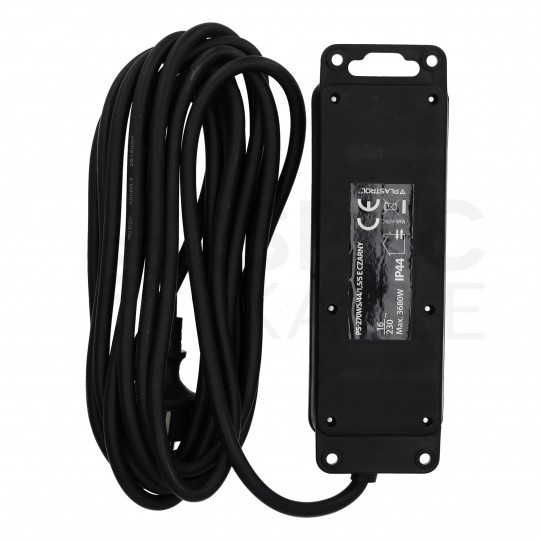 Przedłużacz elektryczny listwa zasilająca Kabel zasilający warsztatowy OW 3x1,5 (wtyk / 2 gniazda) 16A czarny 5m