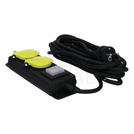 Przedłużacz elektryczny listwa zasilająca Kabel zasilający warsztatowy OW 3x1,5 (wtyk / 2 gniazda) 16A czarny 5m