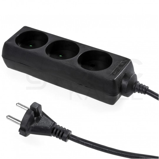 Przedłużacz elektryczny Listwa zasilająca na 3 gniazda [2P] czarna 3m ECO PLASTROL