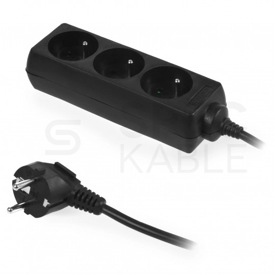 Przedłużacz elektryczny Listwa zasilająca na 3 gniazda [2P+Z] czarna 5m ECO PLASTROL