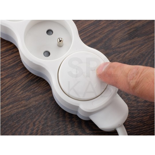 Przedłużacz elektryczny Listwa zasilająca na 3 gniazda [2P+Z] z wyłącznikiem biało-szara 3m BEMKO