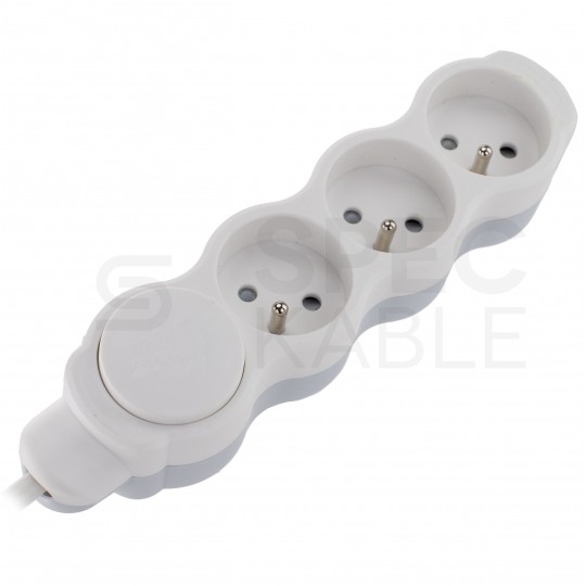 Przedłużacz elektryczny Listwa zasilająca na 3 gniazda [2P+Z] z wyłącznikiem biało-szara 5m BEMKO