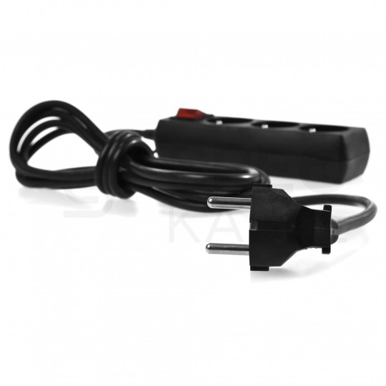 Przedłużacz elektryczny Listwa zasilająca na 3 gniazda [2P+Z] z wyłącznikiem czarna 3m ECO PLASTROL