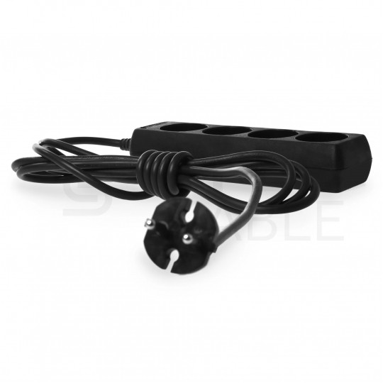 Przedłużacz elektryczny Listwa zasilająca na 4 gniazda [2P] czarna 3m ECO PLASTROL