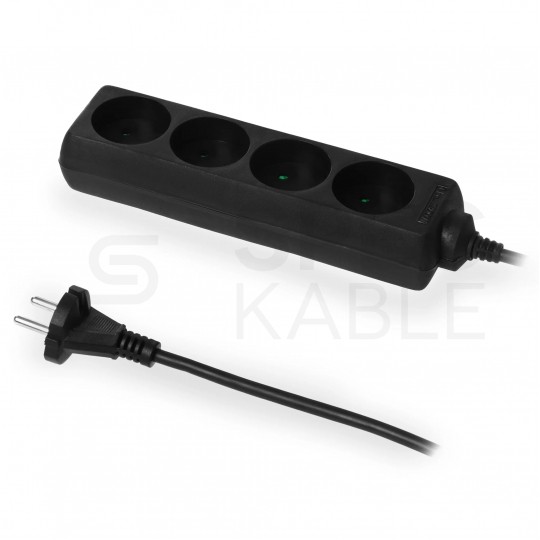 Przedłużacz elektryczny Listwa zasilająca na 4 gniazda [2P] czarna 3m ECO PLASTROL