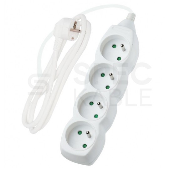 Przedłużacz elektryczny Listwa zasilająca na 4 gniazda [2P+Z] biała 1,5m