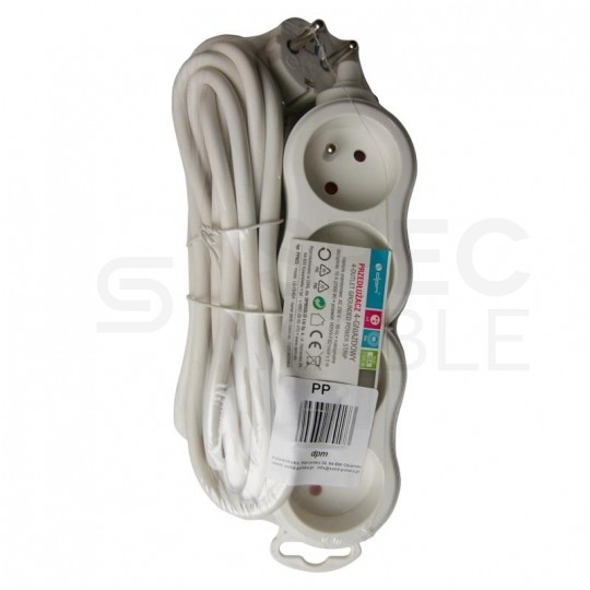 Przedłużacz elektryczny Listwa zasilająca na 4 gniazda [2P+Z] biała 1,5m