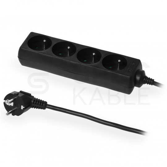 Przedłużacz elektryczny Listwa zasilająca na 4 gniazda [2P+Z] czarna 5m ECO PLASTROL