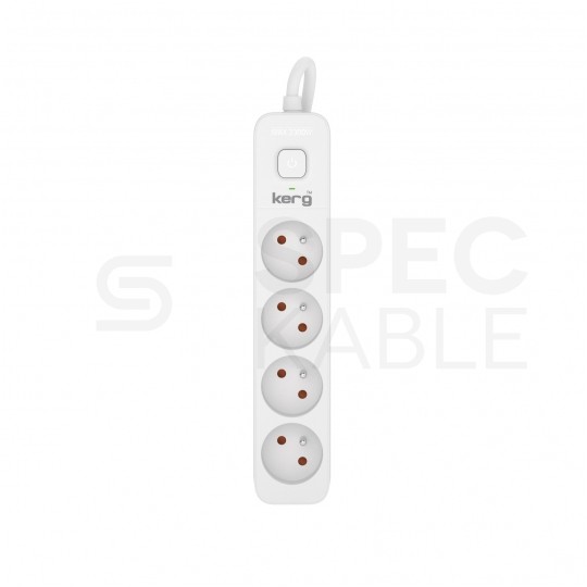 Przedłużacz elektryczny Listwa zasilająca na 4 gniazda [2P+Z] z wyłącznikiem biała 1,5m KERG