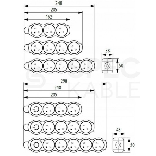 Przedłużacz elektryczny Listwa zasilająca na 4 gniazda [2P+Z] z wyłącznikiem biało-szara 5m BEMKO