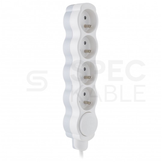 Przedłużacz elektryczny Listwa zasilająca na 4 gniazda [2P+Z] z wyłącznikiem biało-szara 5m BEMKO